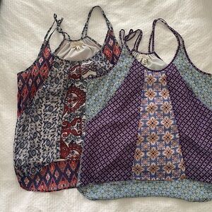 Set of TWO lined boho tank tops size large